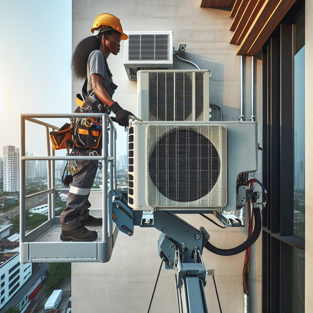 Монтаж кондиционеров на фасаде: автокран или автовышка