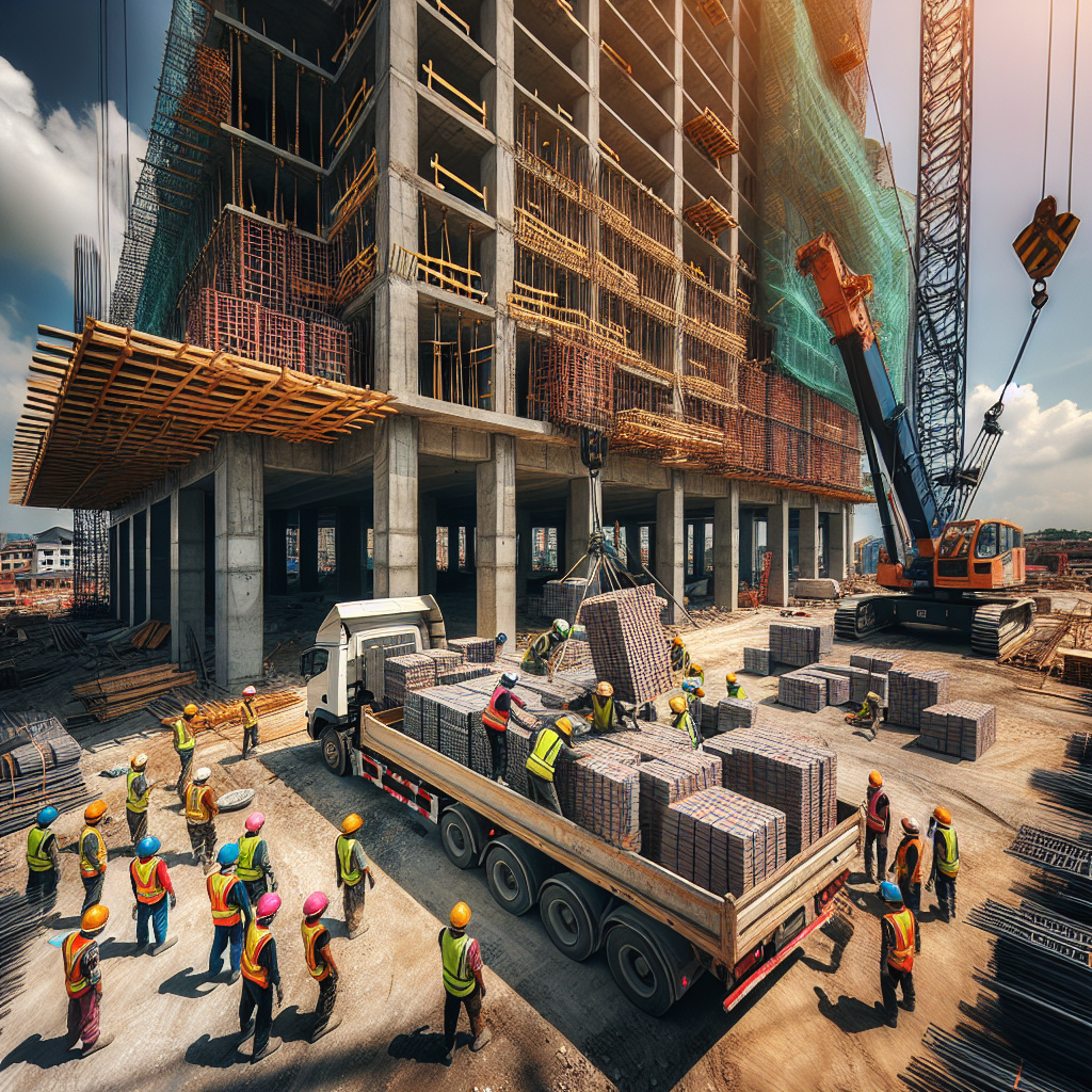 Как проходит разгрузка стройматериалов автокраном